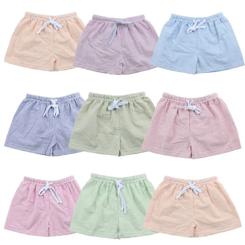 2022 summer boutique 100% cotton swimming clothes seersucker baby boys swim trunks