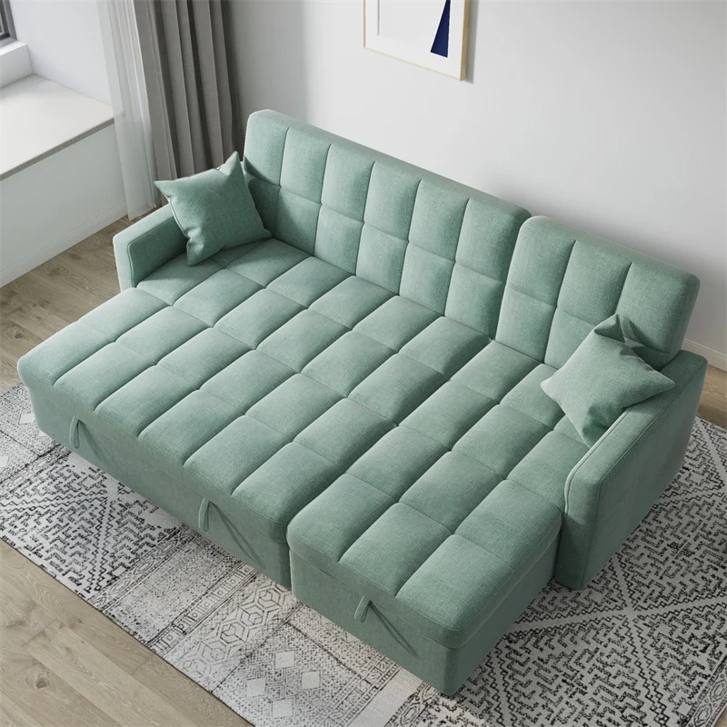 Modern L shaped sofa sectional living room convertible sofa with bed in it
