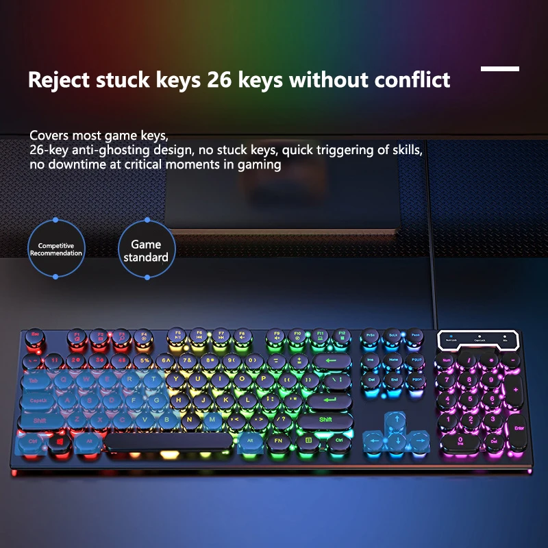 Wired Keyboard Mechanical Feel Wired Mixed Light Punk E-sports Game Office Notebook Desktop Computer Game Keyboard And Mouse Set