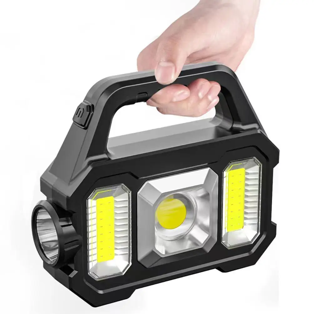 Factory Direct High Brightness LED Flashlights Solar Power Built-in Battery Rechargeable Handheld Torch Lamps with Power Bank
