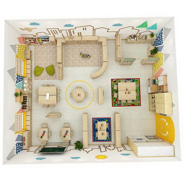 Modern Style Children Tables and Chairs Set Childcare Center Furniture