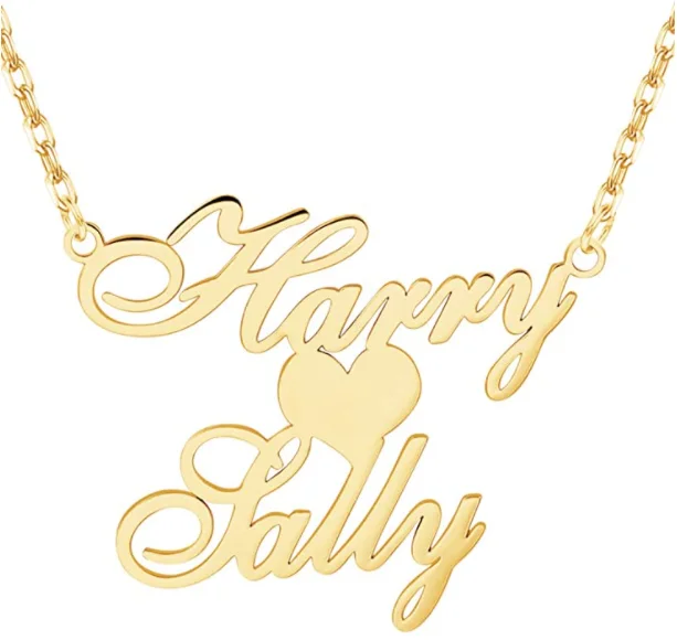Personalize customised personalised 18k gold plated stainless steel nameplate name plate pendant necklace