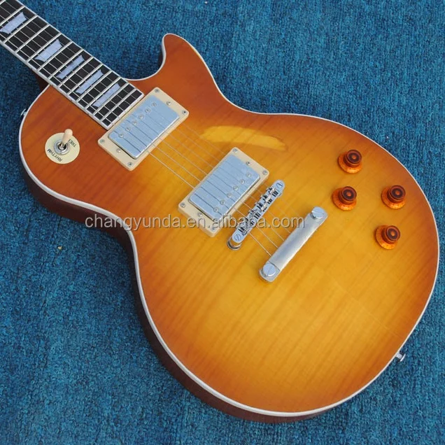 Krait 6 string electric guitar LP guitar relic style flame maple top brown burst color mahogany body mahogany neck OEM guitar