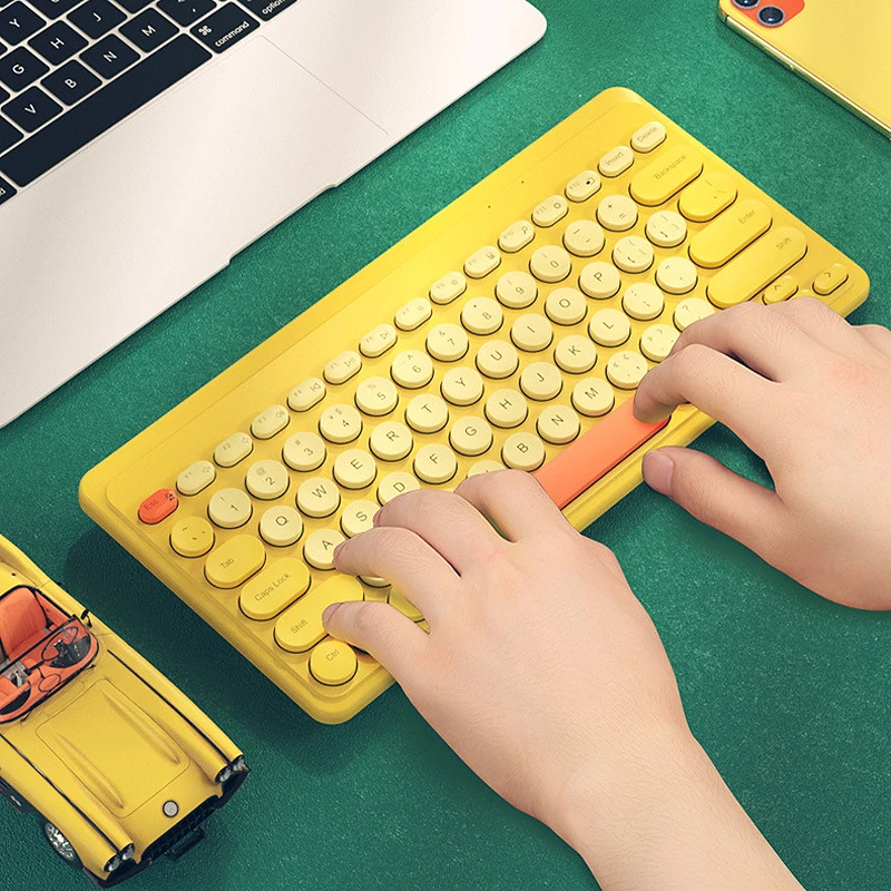 Popular Yellow Portable Mini 2.4GHz USB Wireless Cute Computer Laptop Keyboard for Traveling Home Office