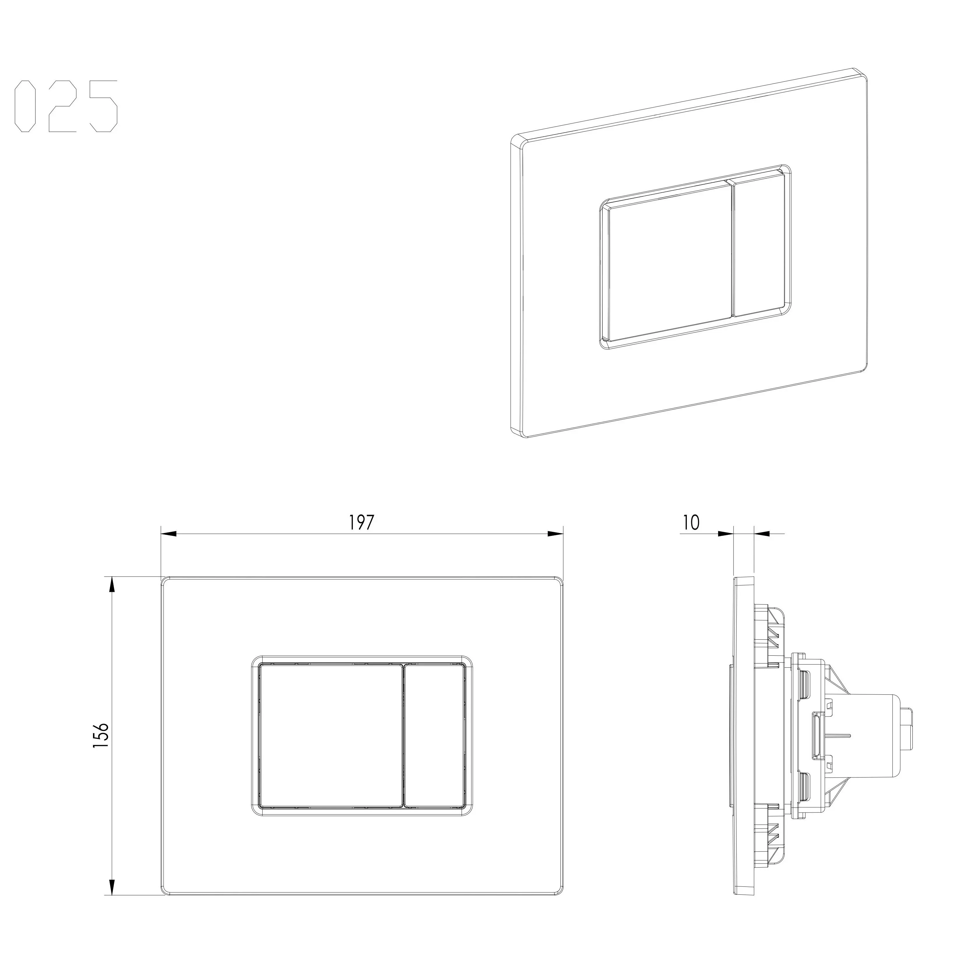 Dual Flush Button ABS Graphite Concealed Cistern Toilet Flush Plate