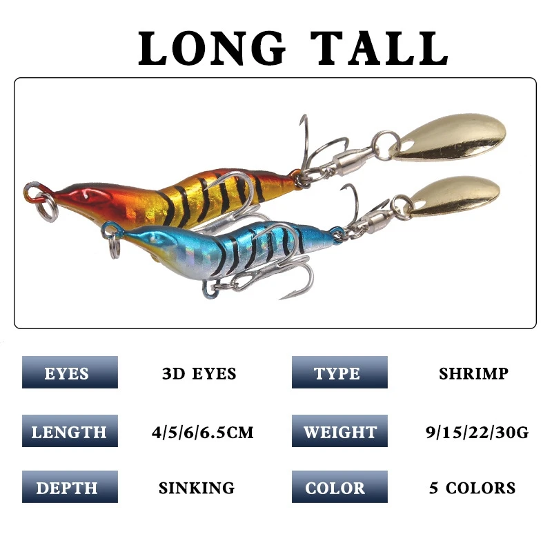 High Quality Bionic Floating Artificial Fishing Jiggle Crank Bait Plastic Shrimp Bait 9g/15g/22g/30g Shrimp Bait