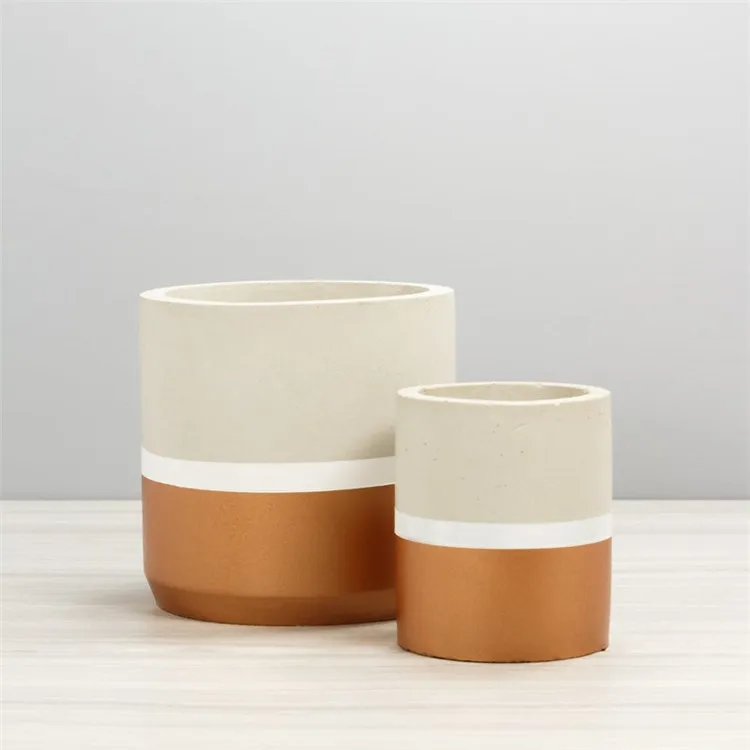Wholesale custom logo cylindrical concrete garden supplies cement flower pots for home decoration pieces