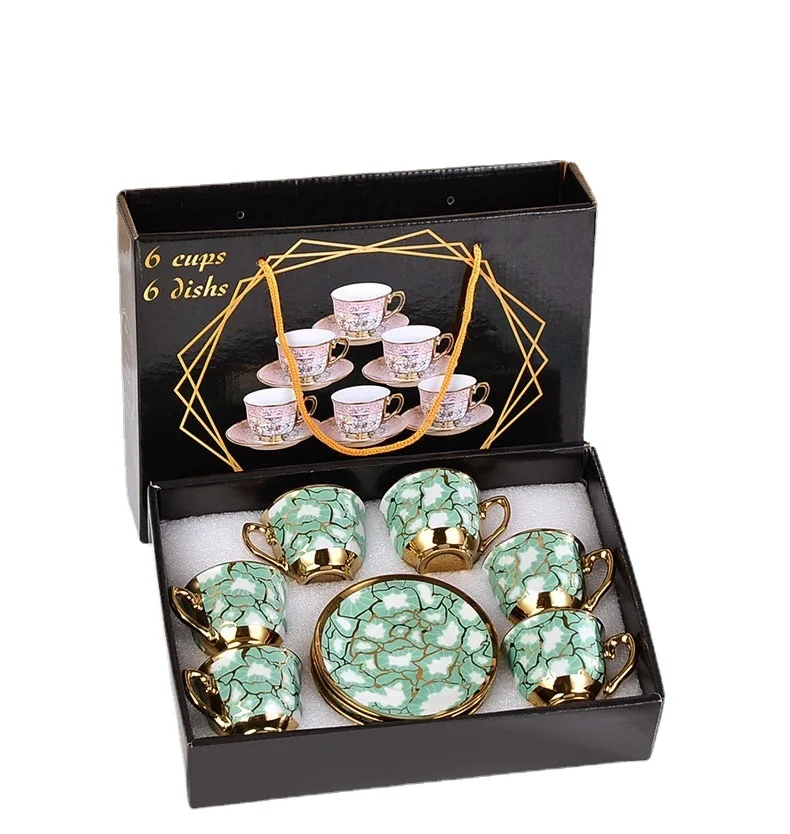 Cheap Wholesale Porcelain Coffee Tea Cup Set Of 6 Arabic Afternoon Turkish Vintage Teapot Ceramic Tea Set With Saucers