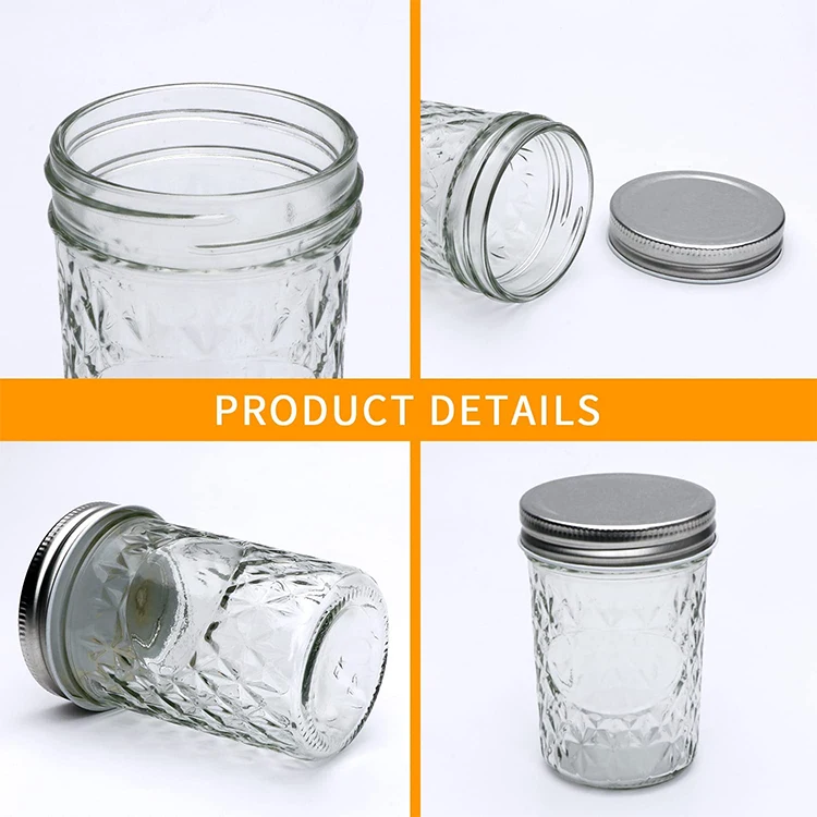 Glass Jar in bulk Wholesale Wide Mouth Mason Jars 4oz 6oz 8oz 10oz 12oz 16oz 22oz Glass Canning jam Jar with Lid