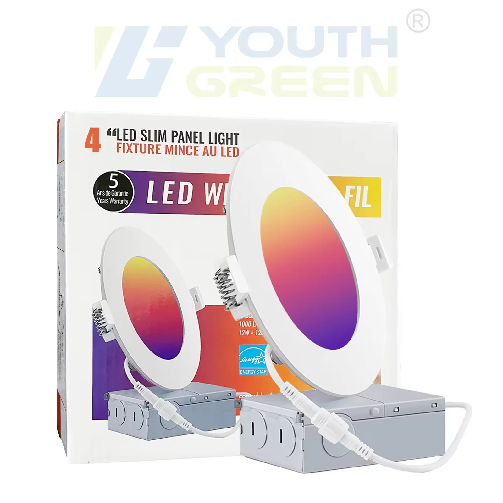 RGB 2000K-6000K Smart WIFI Google Assistance Recessed Lighting Tuya Alexa APP Control RGBCW 4 6 Inch Panel Lights