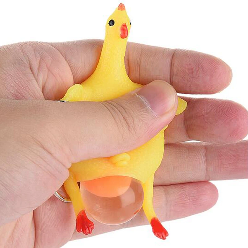 1PCS Funny Gadgets Novelty Antistress Squeeze Chicken Laying Egg Chicken Keychain Toys Surprise Squishy Kids Toys for Halloween