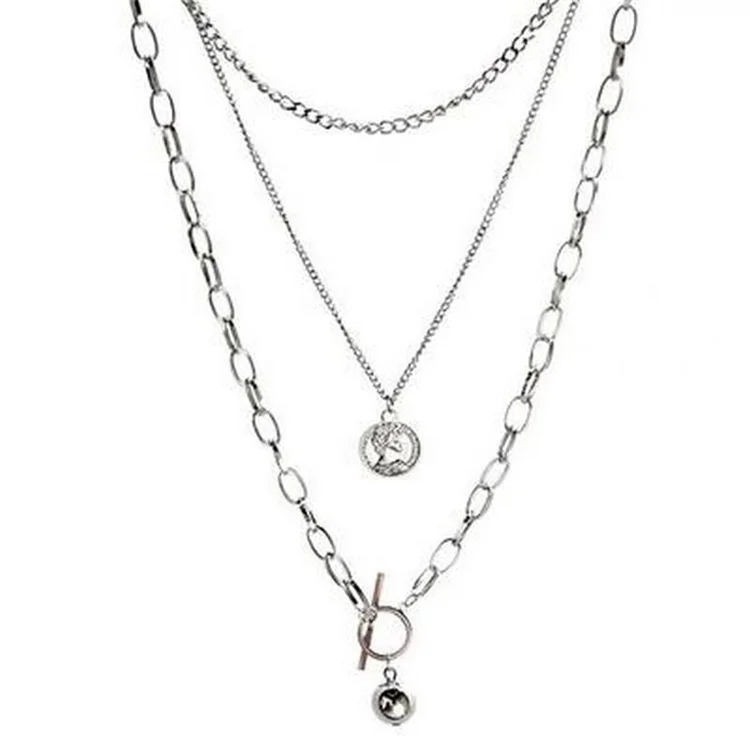 Jewelry Set Layered Coin Pendant Statement Chunky Chain Necklace for Women Man