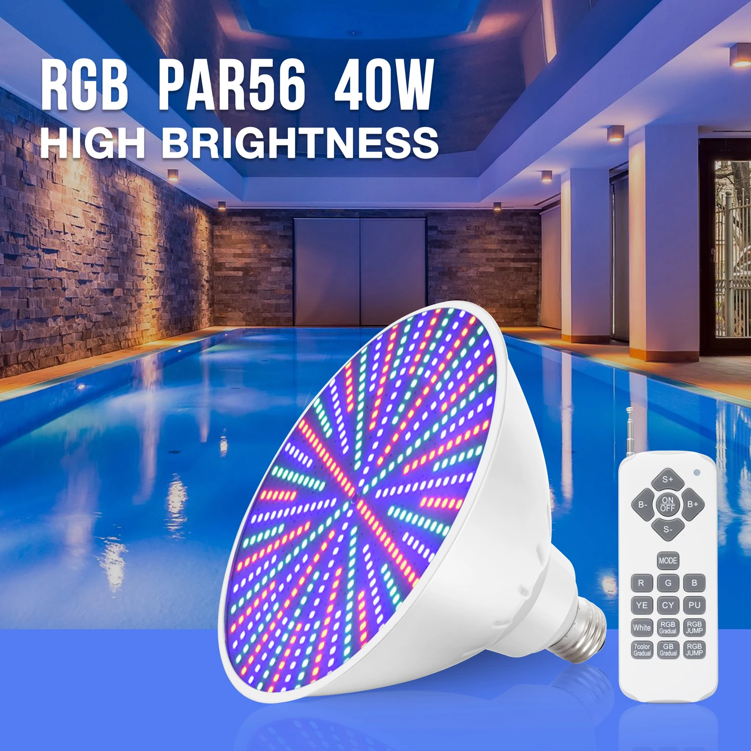 120v AC RGB Recessed Led Underwater Pool Light 40w IP68 Rated Led Swimming Pool Light with Bluetooth Dmx Controller