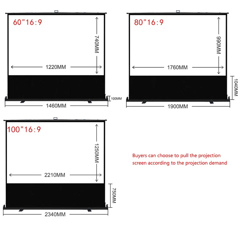 80 Inch Tension Floor Screen Ambient Light Rejecting Throw Laser 4k Projection Floor Screen