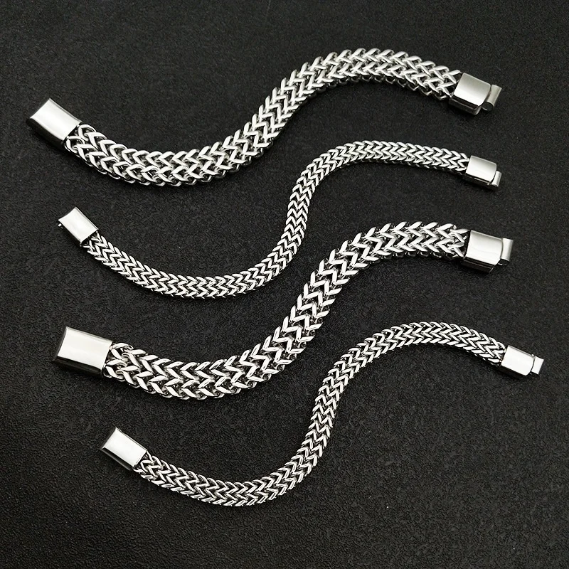 Magnet Clasp Stainless Steel Men Bracelet Tennis Two Tone Dragon Bone Franco Chain Bracelet