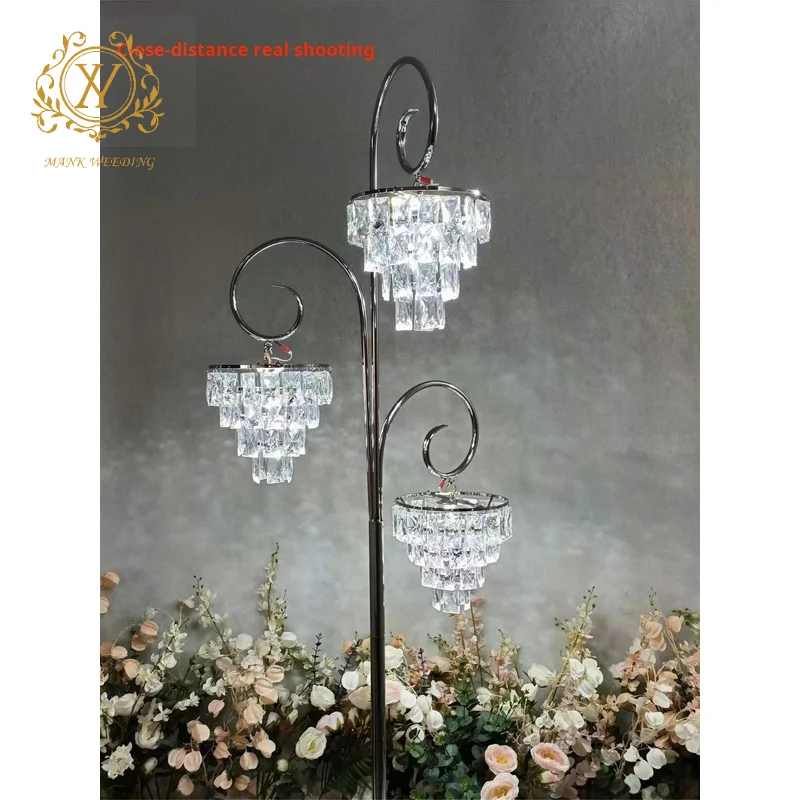 Luxury Acrylic Crystal Light Path Guide Ceremony Pavilion Chandelier Wedding Background Decorative Light 2024 New Wedding Props