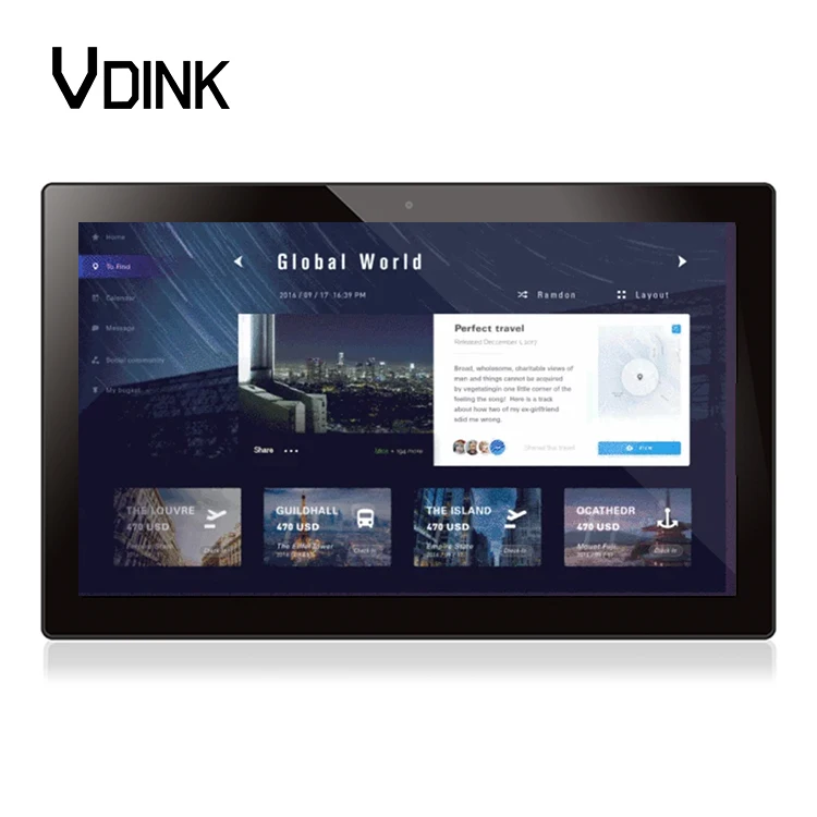 Vdink Wall Mounted Touch Screen Monitors OEM All In One Android Tablet Digital Signage And Displays Advertising Screen