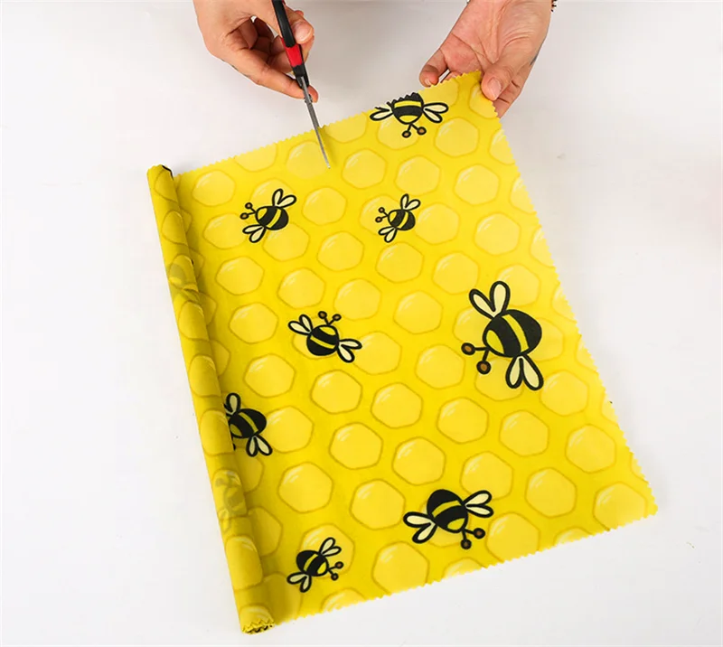 Custom design and pattern reusable eco friendly  durable eco honey bee wax wrap beeswax food wrap roll 1m