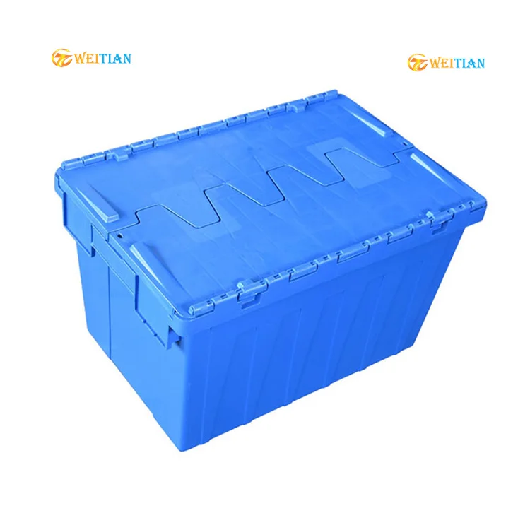 Customization plastic crate wholesale moving box Attached lid Container Stacking and Nesting crates manufactures