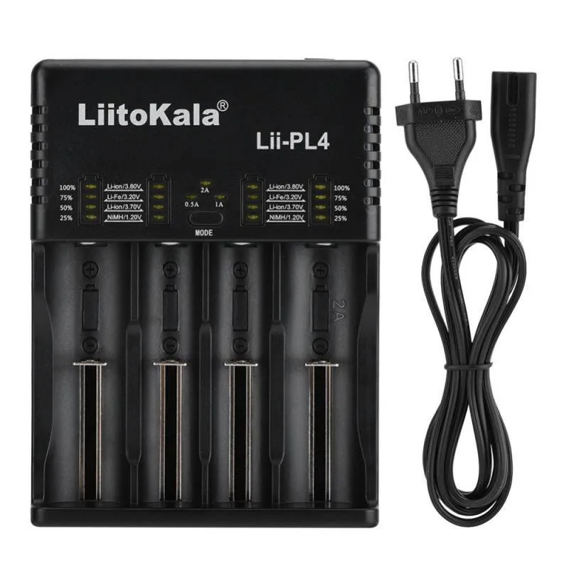 LiitoKala lii-PL4 18650/26650/18350/16340/18500 Lithium Battery 1.2V / 3.2V / 3.7V / 3.8V / AA / AAA NiMH 110-220V DC Charger