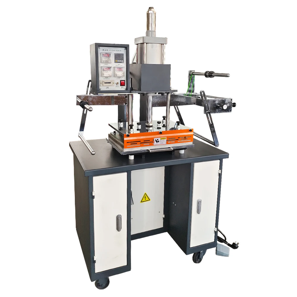 Dual use hot stamping machine for flat or round surface, hot foil stamping for glass bottle