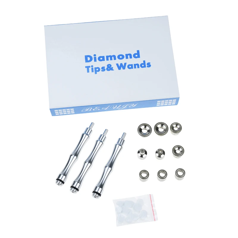 Factory direct sale microdermabrasion machine parts Diamond peeling heads 9pcs diamond tips and wands for Skin Rejuvenation