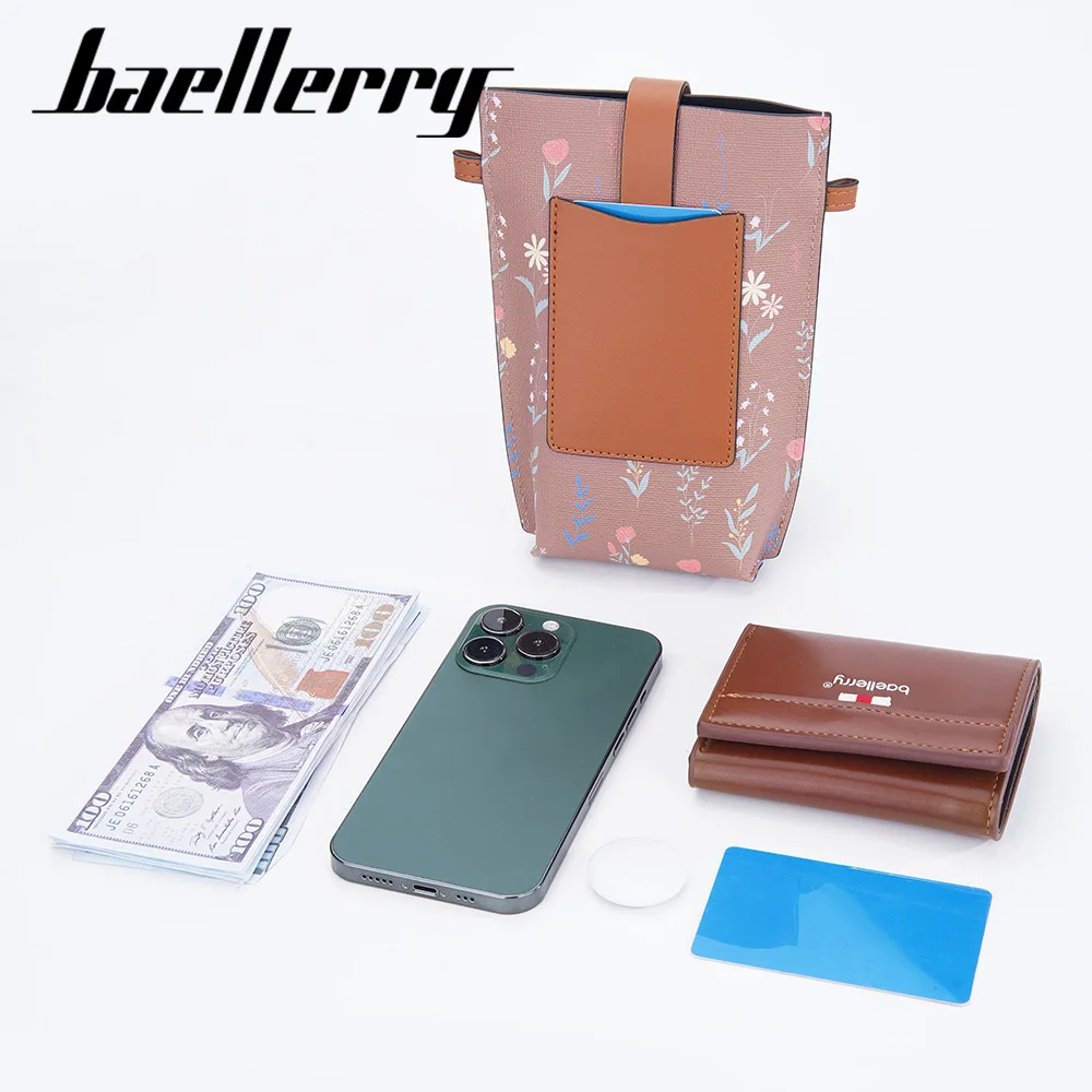 baellerry pink color women cell phone sling bag designer pu leather fashion small mobile phone cheap mini bags for ladies women