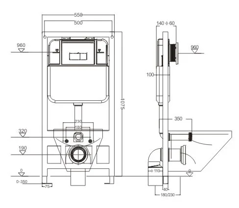 High quality bathroom in wall concealed flush water tank toilet cisterns For Wall Hung Toilet
