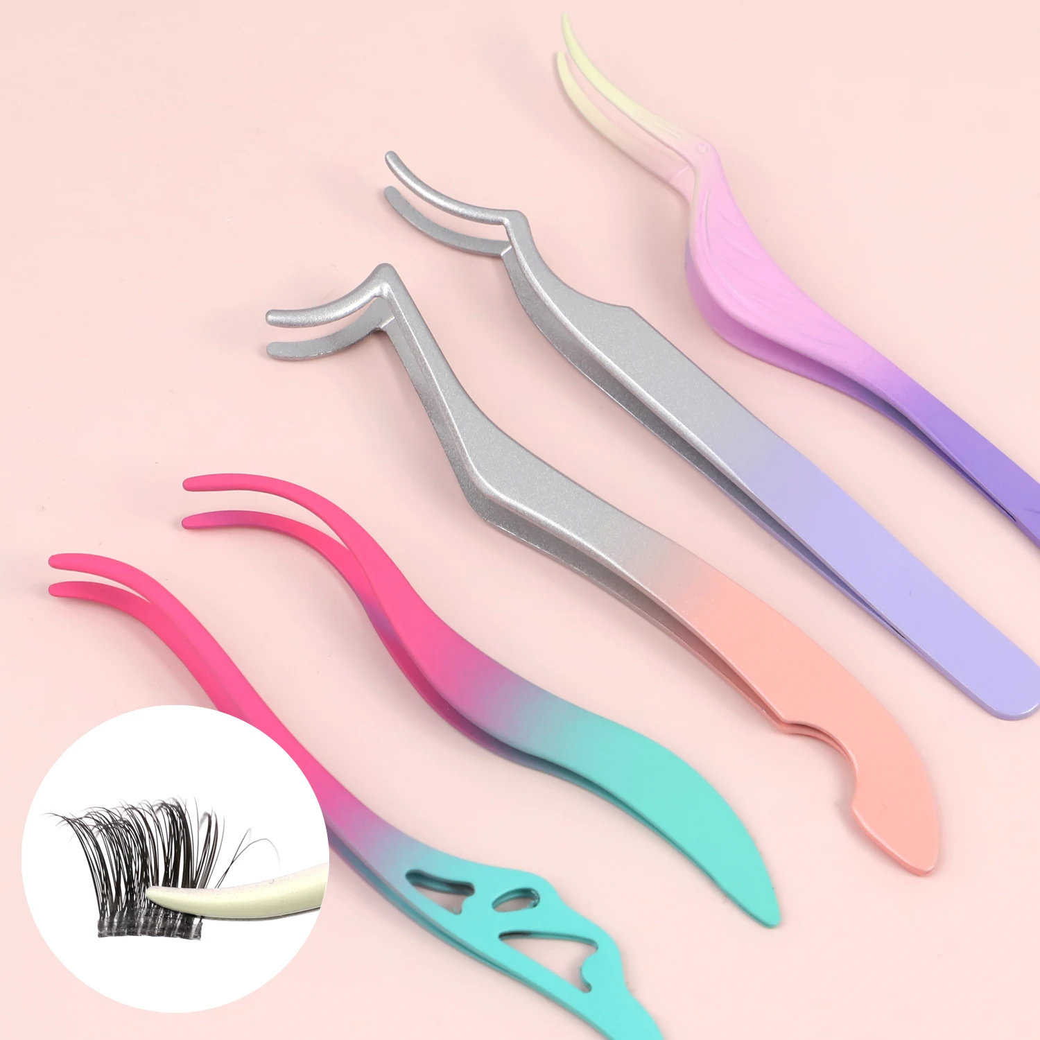 Bameier 2024  New Arrival Strip Eyelash Tweezers Applicator Metal Diy Lash Tweezer