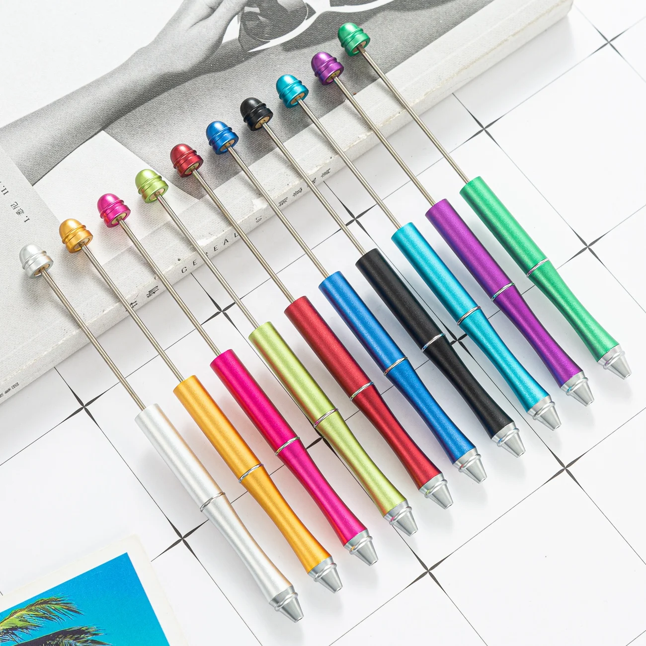 
Multi-color Selection Metal Ballpoint DIY Pen Hot Sale Add a Bead Ball pen Beadable Metal Pen 