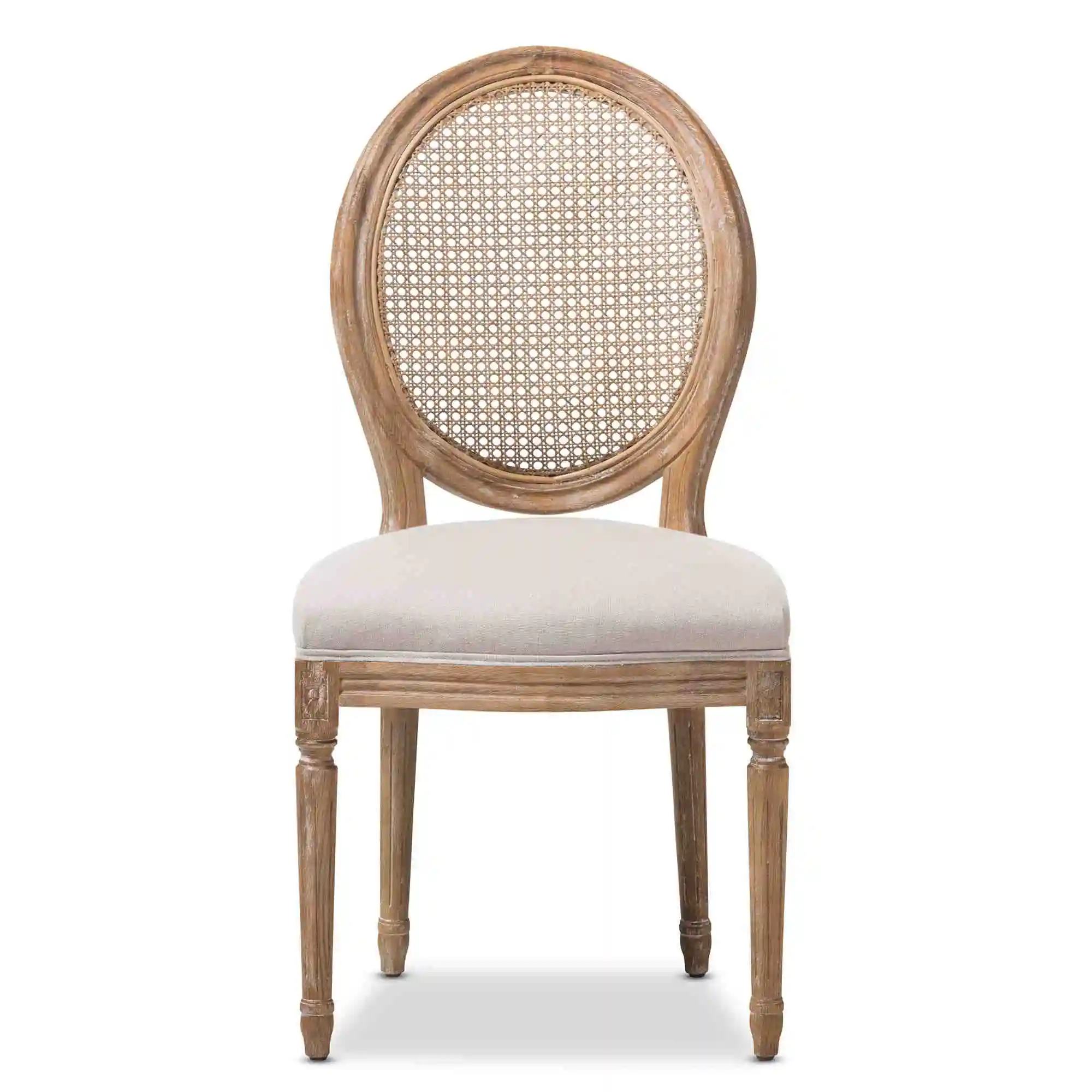 Oak Wood Banquet Hotel French Style Dining Room Wooden Frame Oval Vintage antique cane rattan O Back Louis Xvi chair For Event