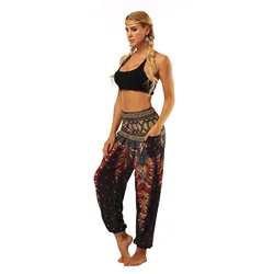 New style Tie Dye sport Fitness loose Bloomers with pockets boho elastic women wide leg yoga harem pants