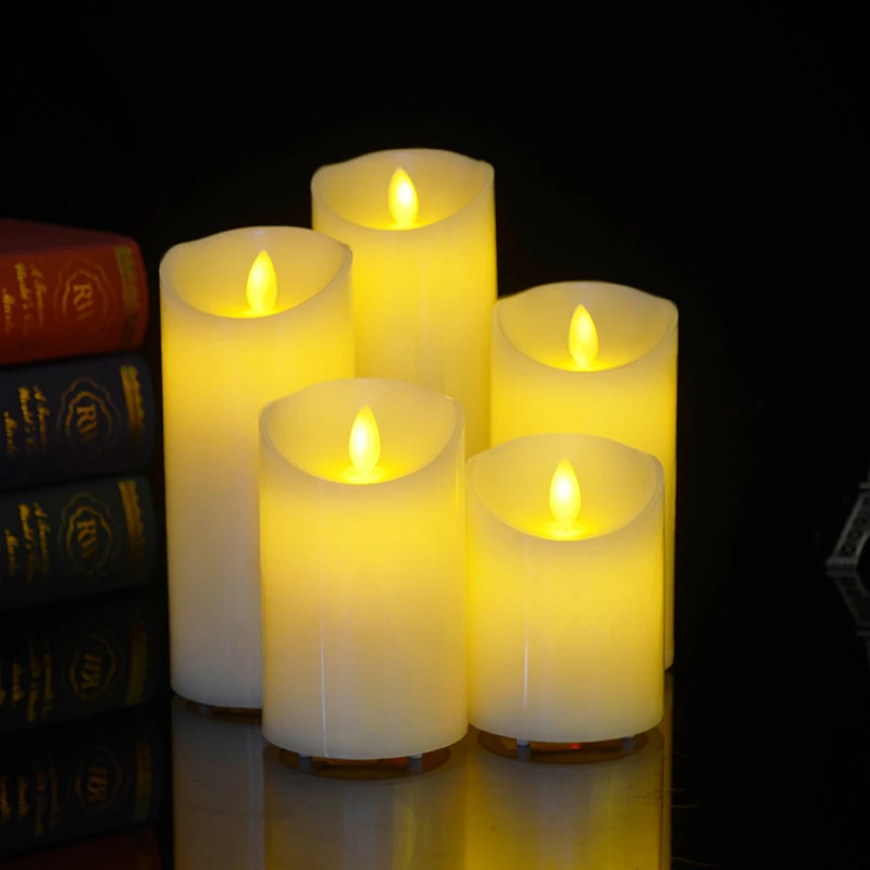 
USB charge real paraffin wax flickering LED candles with remote 