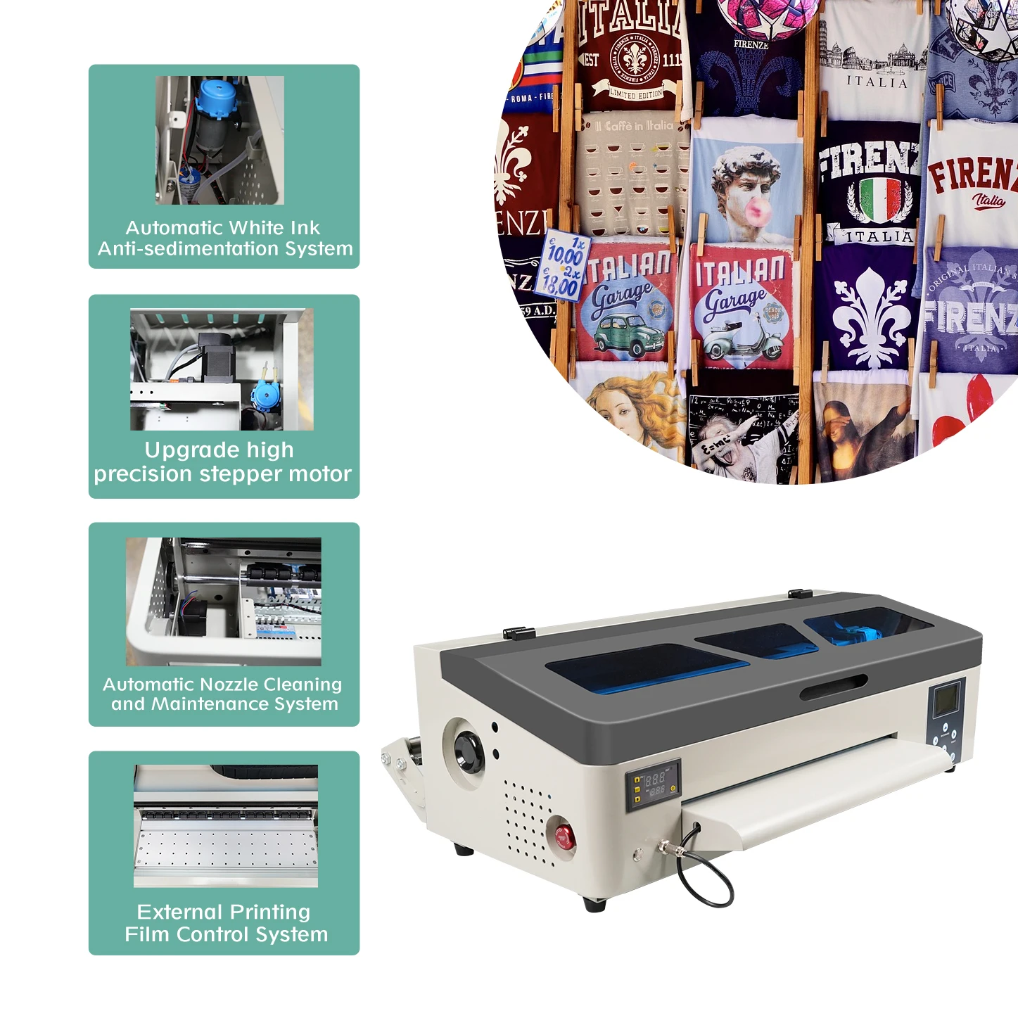 Erasmart 2024 dual-head printing small business machine ideas A3 Pro Max DTF Printer T-Shirts Hats dtf 45cm printer
