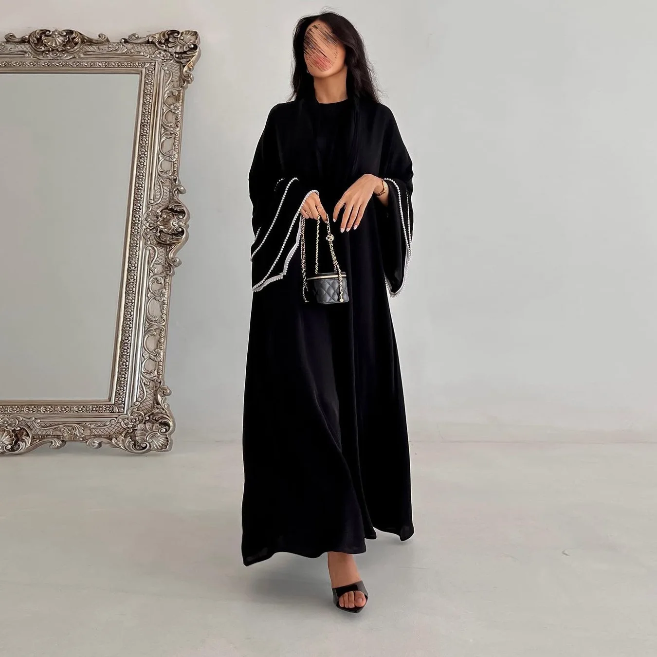 Middle east  hot sale pray Glory abaya belted  women 2022 new style Glory muslim dress