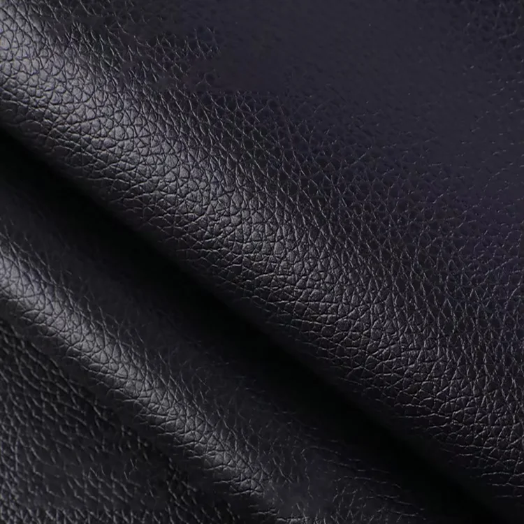 0.5 Thick Lychee Pattern Black Spunlace Bottom Pvc Leather for Storage box, bag, tote bag, glasses box,Packaging leather