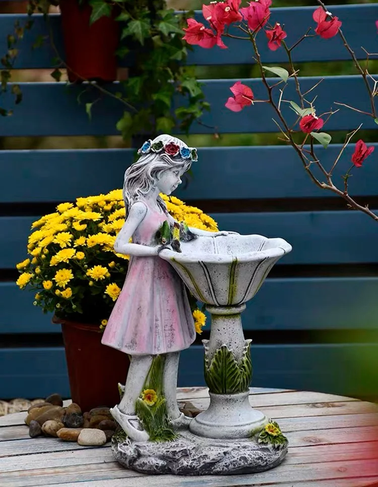 HOT SELLING RESIN SOLAR LED LIGHT CUTE FLOWER SMALL STANDING BABY GIRL ANGEL GARDEN DECORATIVE FIGURINE SCULPTURE HOLIDAY GIFT