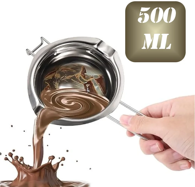 Stovetop 500ML Chocolate Melting Boiler with Handle Stainless Steel Melting Pot for Heating Chocolate, Wax, Candy, Butter