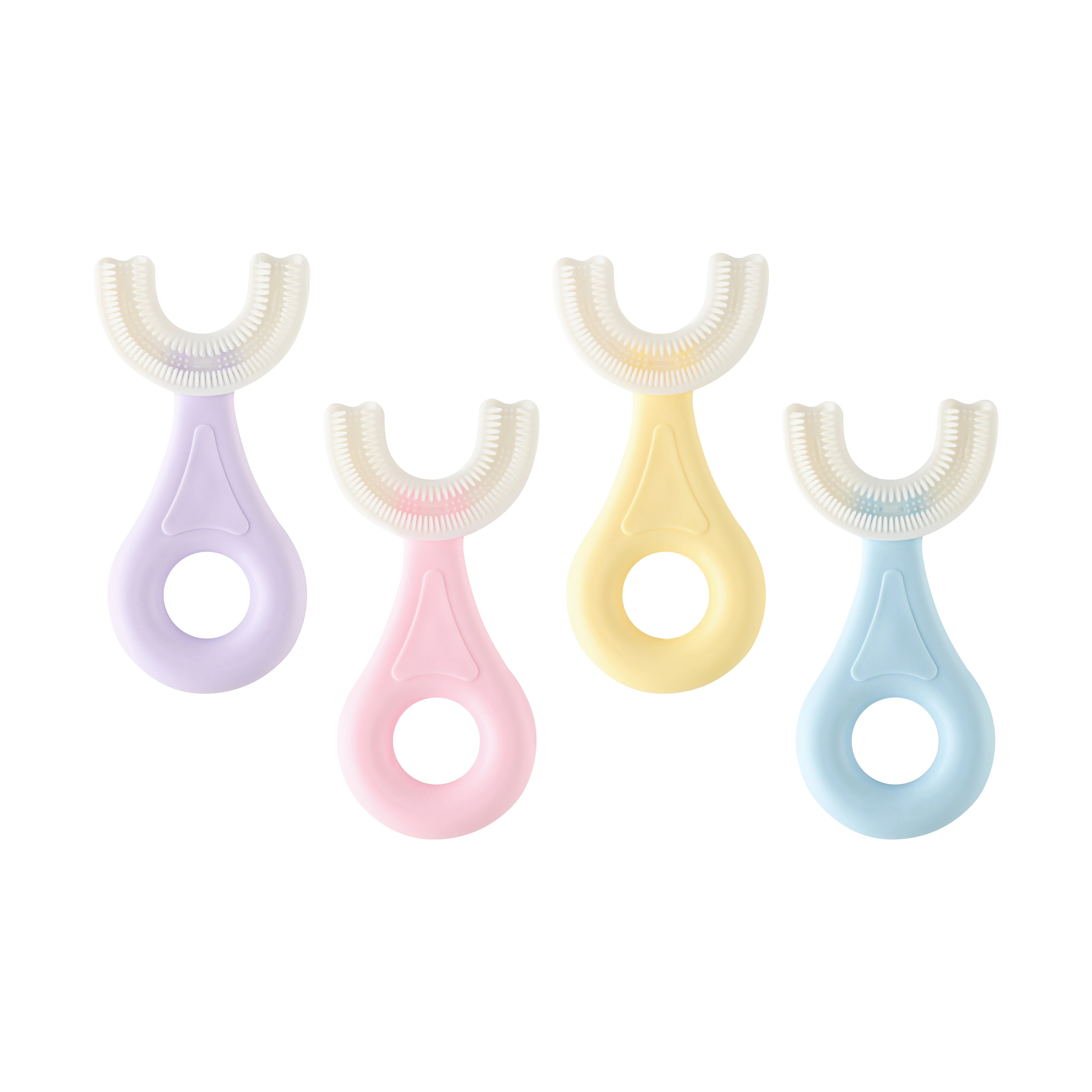 High Quality Baby U Shape Toothbrush 360 Kid Children Circle Handle Nano Extra Soft Healthy Toothbrushes