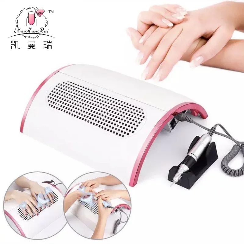 Пылесос для ногтей мощный большой всасывающий двухв-1 аппарат полировки и удаления пыли подушка бесшумный