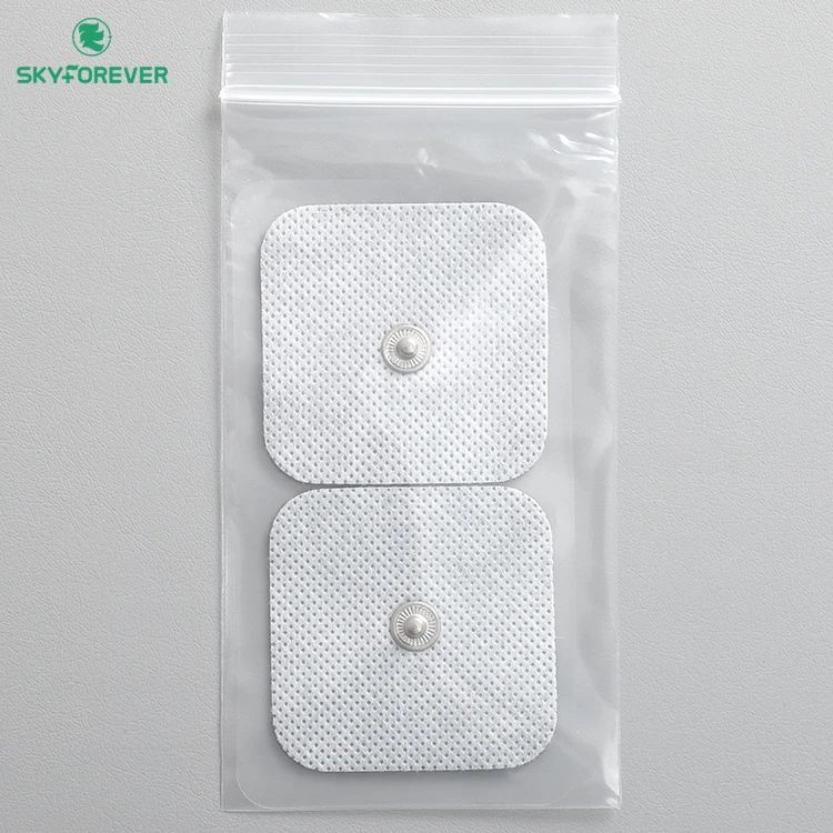 SKYFOREVER Factory price high-conductivity 50*50MM TENS PADS 3.5/3.9MM snap adhesive electrodes pads for ems/tens machine