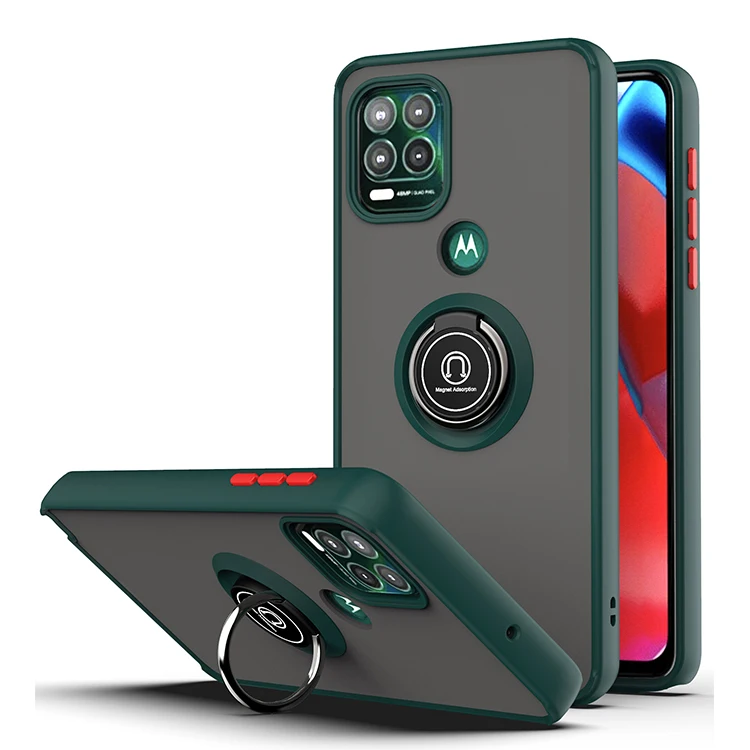 For Motorola MOTO ONE Fusion Plus Marco 360 Rotation Ring Kickstand Magnetic Car Mount Hard Plastic 2in1 Hybrid Back Cover Case