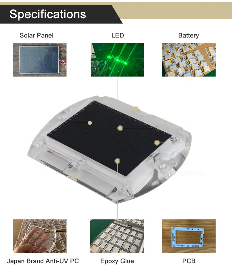 circular two directions solar powered leveled road stud reflector pavement marker