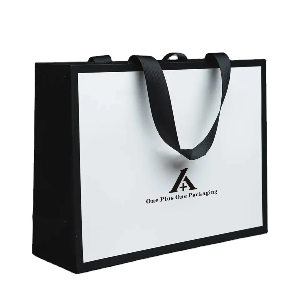 China Factory Customise Printing Clothing Cosmetic Shoes Shopping Bags with Ribbon Handle