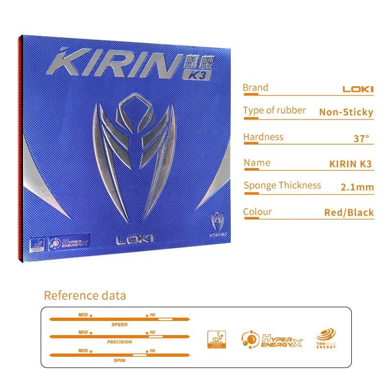Loki Hot Sell K3 Non-Tacky ODM OEM Hardness 37 Thickness 2.1mm ITTF Standard Certification Table Tennis Rubber