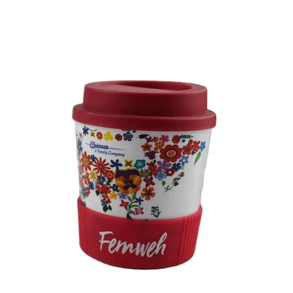 Beauty 8oz plastic coffee mug with Silicone rubber