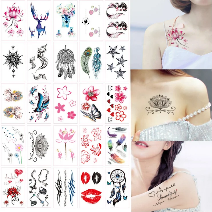 temporary Tattoo sticker on ear finger music flash tatoo