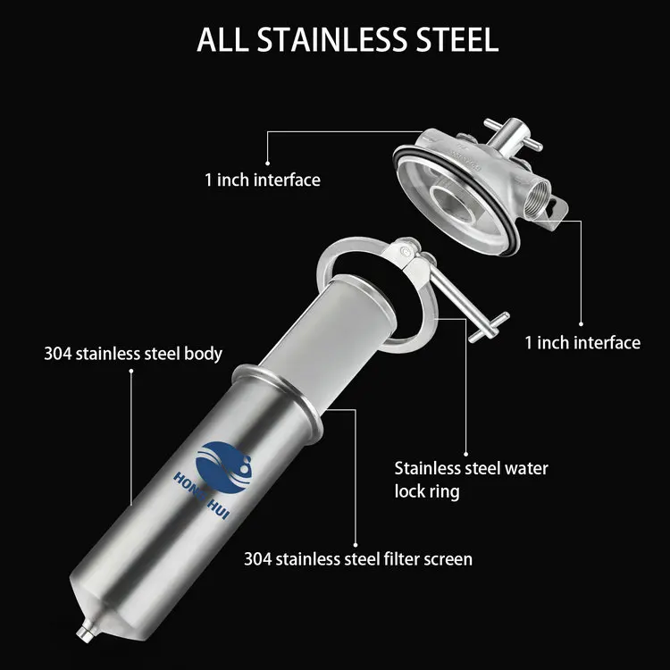 HONG HUI TUS-10C 10 Inch Wholehouse Stainless Steel Water Purifier Water Filter Housing