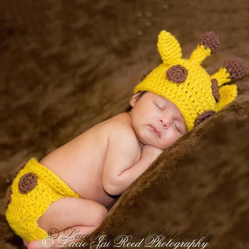Cute Newborn Baby Photoshoot Clothing Cartoon Animal Wool Knitting Knitted Crochet Clothes for Infant Photography Props