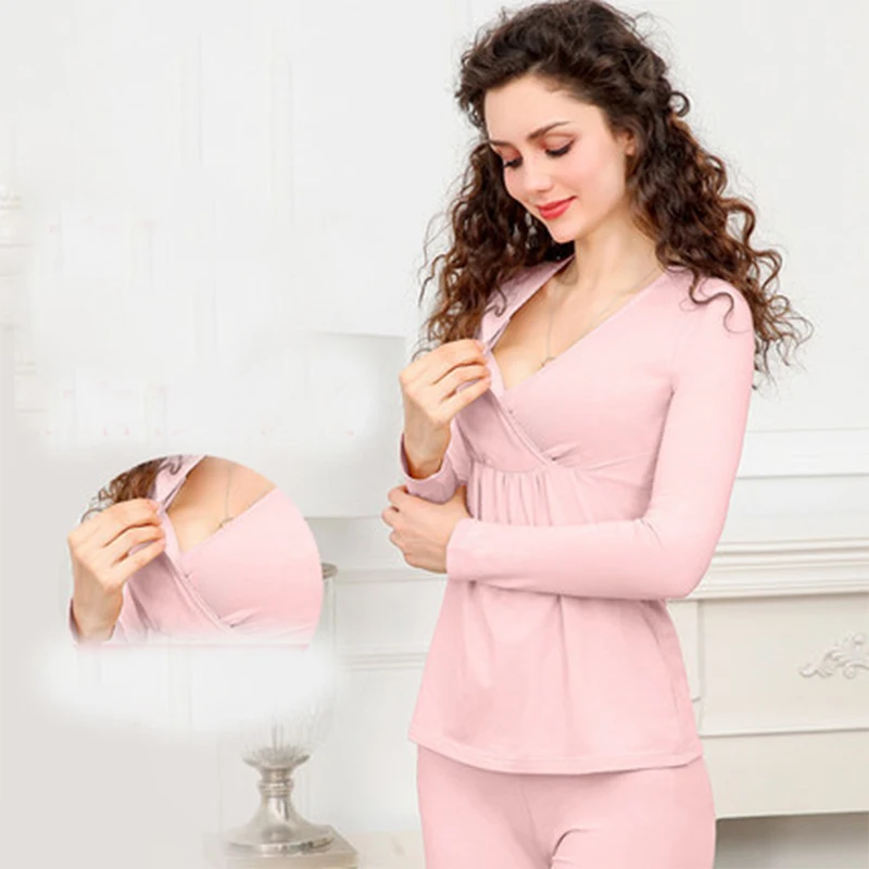 Maternity Pajamas Cotton Long Sleeve Pajamas For Pregnant Women Tops Shirt Warm Sleepwear Casual Clothes